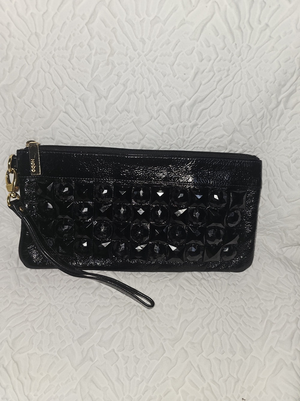 Hobo International Black leather beaded clutch/wristlet